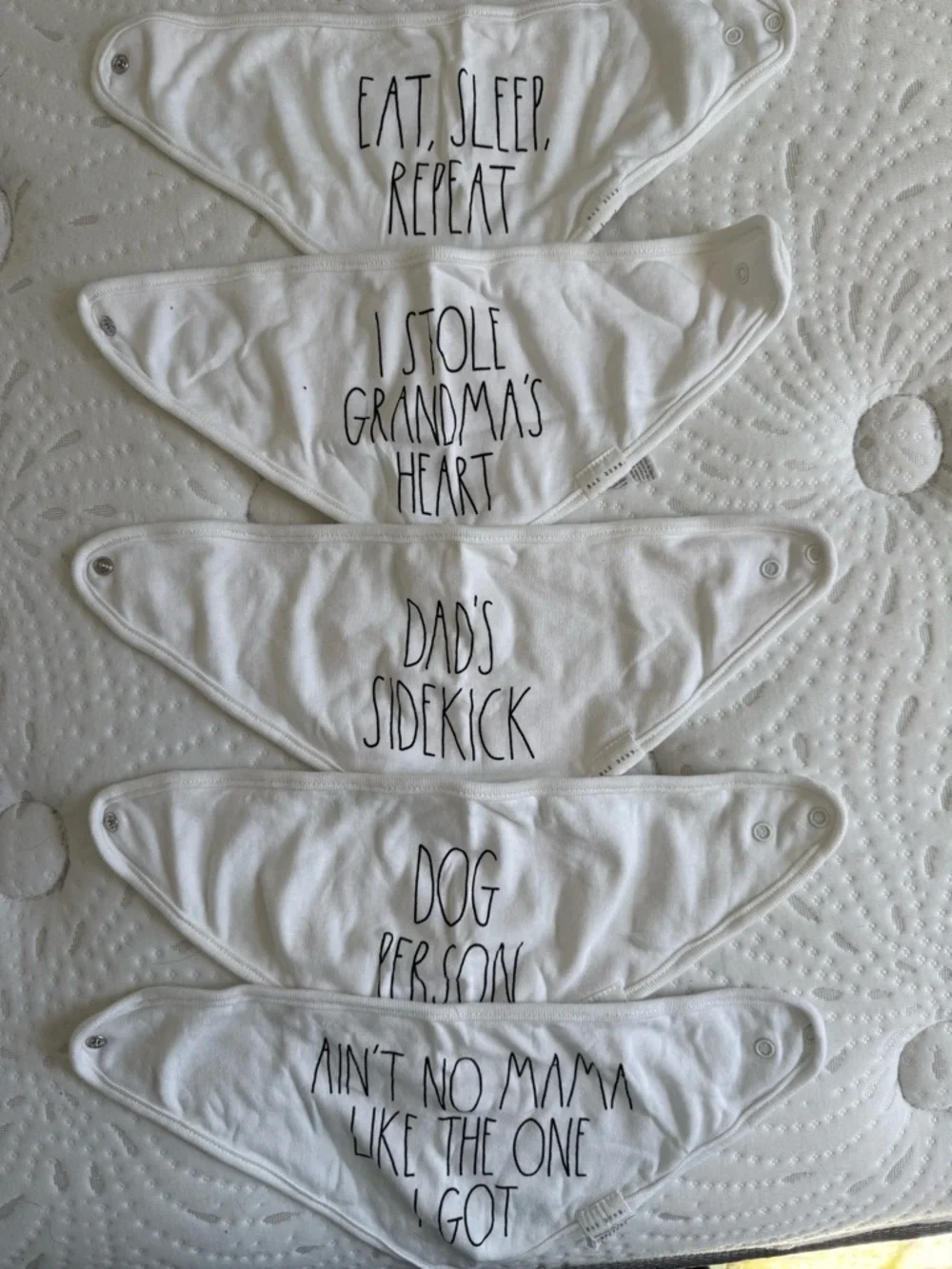 Set of 5 Rae Dunn Baby Bandana Bibs
